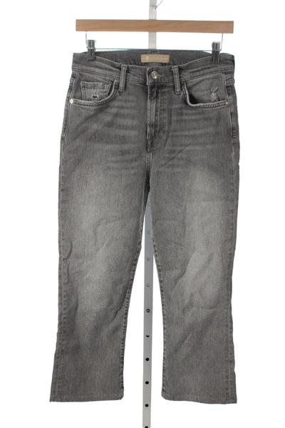 7 For All Mankind Womens Cropped Gray Cotton Jeans Mid Rise Size 29