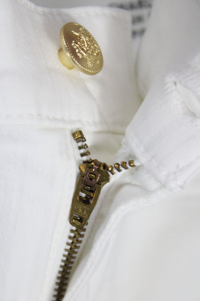 J Crew Womens White Wide-Leg Cotton Jeans Button Size 28