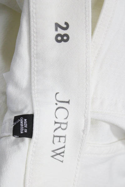 J Crew Womens White Wide-Leg Cotton Jeans Button Size 28