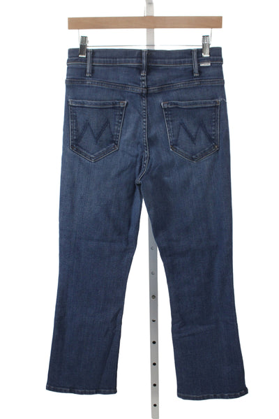 Mother Womens Cropped Jeans Blue Cotton Mid Rise Button Fly Size 29