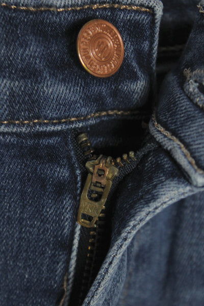 Mother Womens Cropped Jeans Blue Cotton Mid Rise Button Fly Size 29