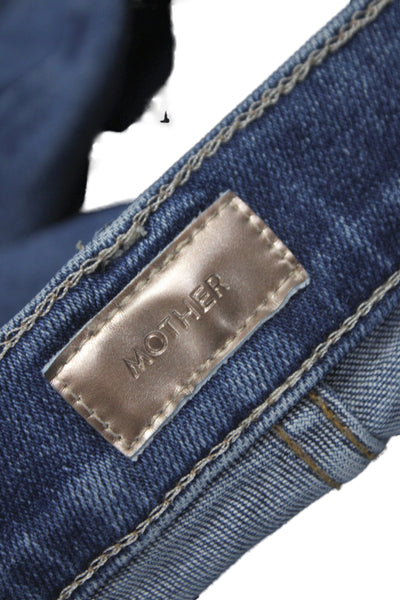 Mother Womens Cropped Jeans Blue Cotton Mid Rise Button Fly Size 29