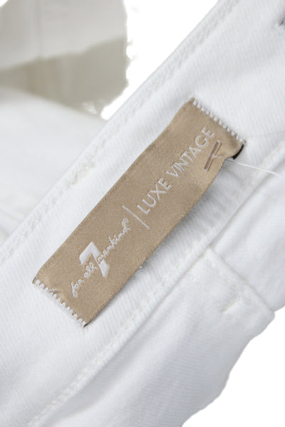 7 For All Mankind Womens Cropped White Cotton Jeans Size 30