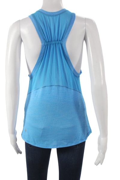 Lululemon Women Sleeveless High Neck Basic Polyester Tank Blue Size 4