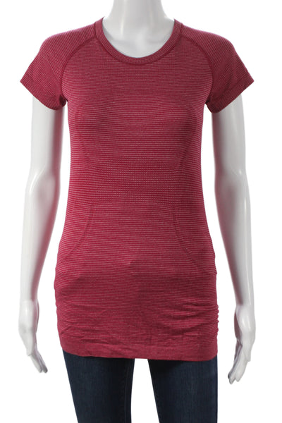 Lululemon Womens Basic Striped Red T-Shirt Short Sleeve Size 5