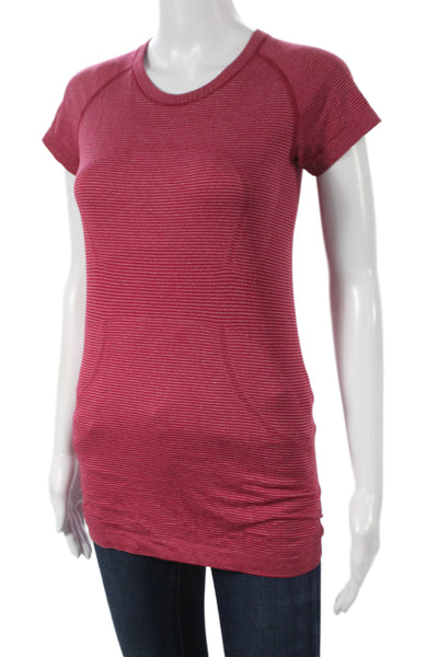 Lululemon Womens Basic Striped Red T-Shirt Short Sleeve Size 5