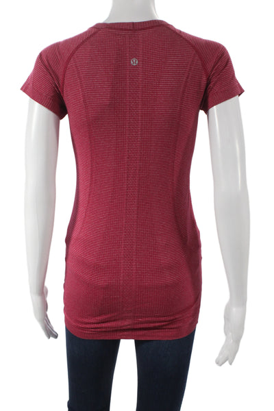 Lululemon Womens Basic Striped Red T-Shirt Short Sleeve Size 5