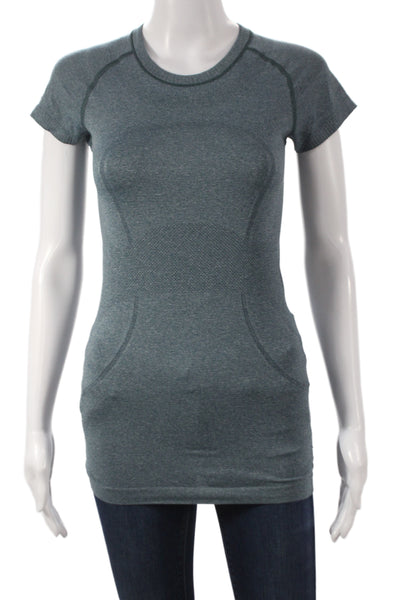 Lululemon Womens Green Basic T-Shirt Nylon Crew Neck Short Sleeve Size 4