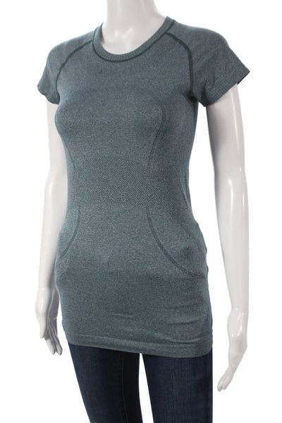 Lululemon Womens Green Basic T-Shirt Nylon Crew Neck Short Sleeve Size 4