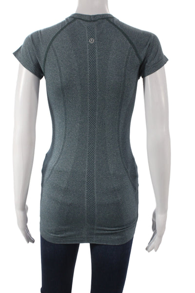 Lululemon Womens Green Basic T-Shirt Nylon Crew Neck Short Sleeve Size 4
