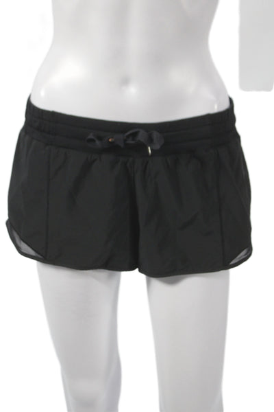 Lululemon Womens Athletic Shorts Black Drawstring Polyester Athleisure Size 8