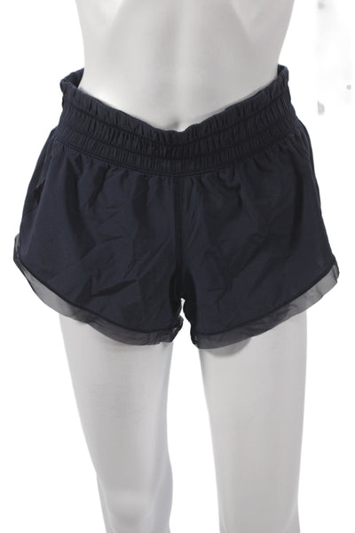 Lululemon Women Athletic Shorts Blue Nylon Drawstring Solid Size 4
