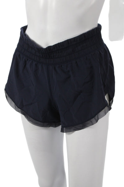 Lululemon Women Athletic Shorts Blue Nylon Drawstring Solid Size 4