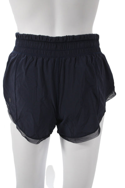 Lululemon Women Athletic Shorts Blue Nylon Drawstring Solid Size 4