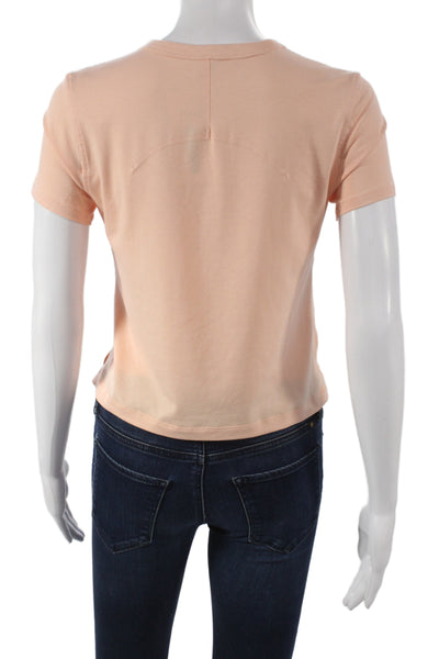 Lululemon Womens Pink Cotton Crew Neck Basic T-Shirt Short Sleeve Size 4