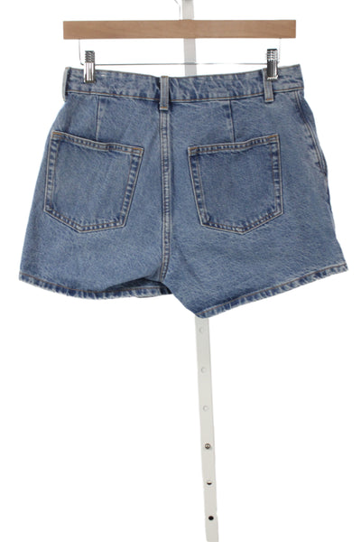 Zara Women Mini Cotton Skort Blue Button Casual Size XS