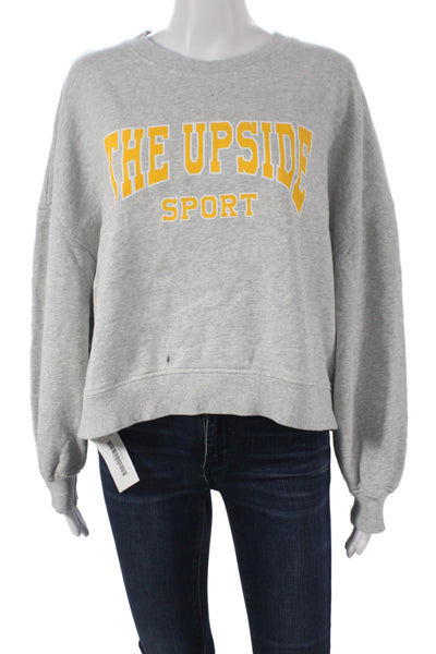 The Upside Womens Pullover Gray Crew Neck Long Sleeve Sporty Size 6