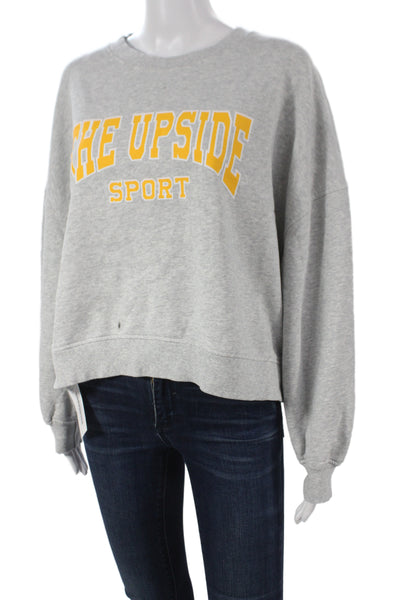 The Upside Womens Gray Organic Cotton Pullover Crewneck Sport Size M