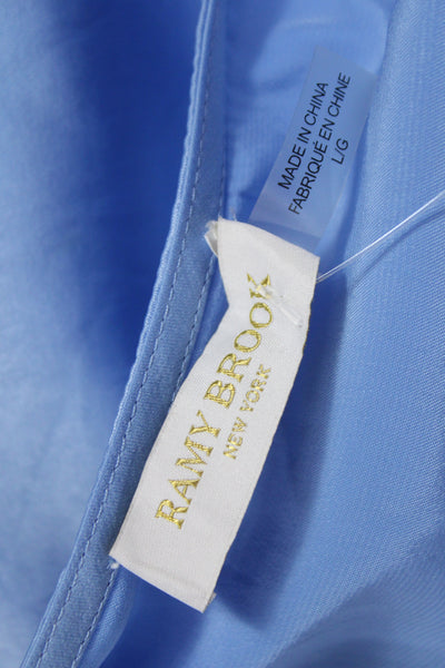 Ramy Brook Women Blue V-Neck Romper 3/4 Sleeve Pullover Size L