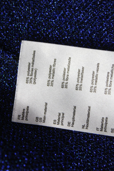 Maje Womens Mini Dress Blue Metallic High Neck Sleeveless Size 40