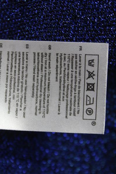 Maje Womens Mini Dress Blue Metallic High Neck Sleeveless Size 40