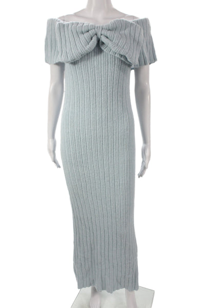 Worth Women Bodycon Off the Shoulder Long Blue Dress Short Sleeve Size M