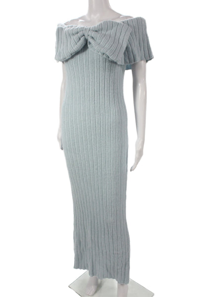 Worth Women Bodycon Off the Shoulder Long Blue Dress Short Sleeve Size M