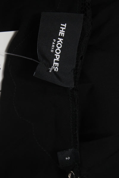 The Kooples Women Black Slip Dress V-Neck Sleeveless Mid-Calf Size 2