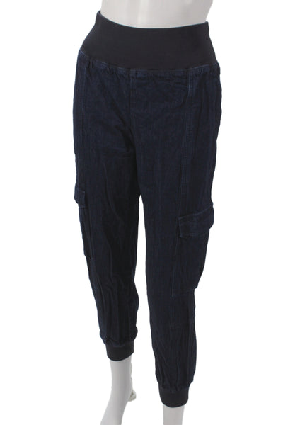 Cinq à Sept Womens Cargo Pants Blue Pull On 99% Cotton Size L