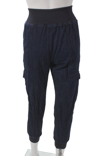 Cinq à Sept Womens Cargo Pants Blue Pull On 99% Cotton Size L