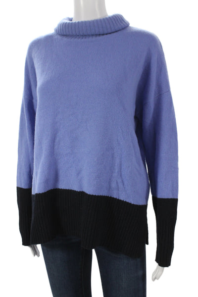 Hobbs Womens Turtleneck Pullover Merino Wool Blue Long Sleeve Size M