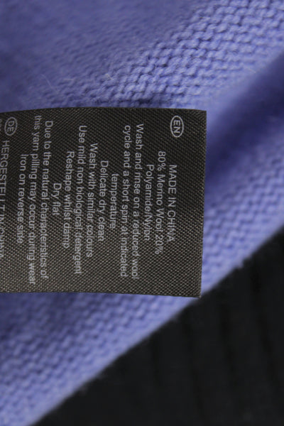 Hobbs Womens Turtleneck Pullover Merino Wool Blue Long Sleeve Size M
