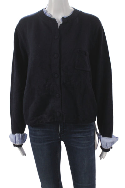 Cider Womens Cardigan Blue Long Sleeve Round Neck Size XL