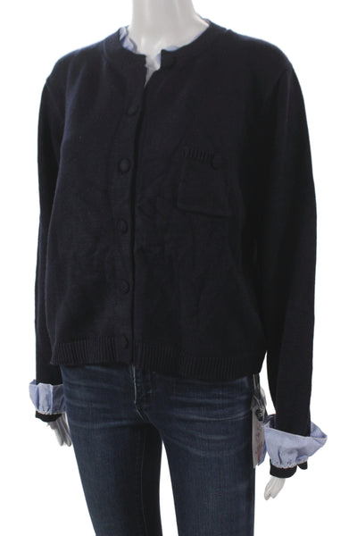 Cider Womens Cardigan Blue Long Sleeve Round Neck Size XL