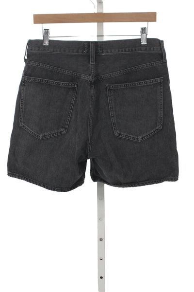 Agolde Womens Wrap Shorts Black 100% Cotton Button Casual Size 30