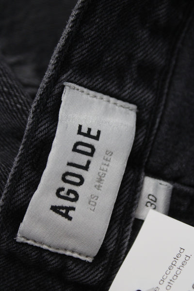 Agolde Womens Wrap Shorts Black 100% Cotton Button Casual Size 30