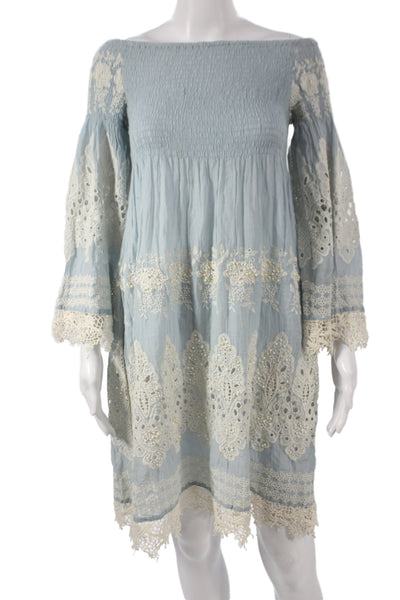 Antica Sartoria By Giacomo Cinque Women Blue Floral Shift Dress Size One Size