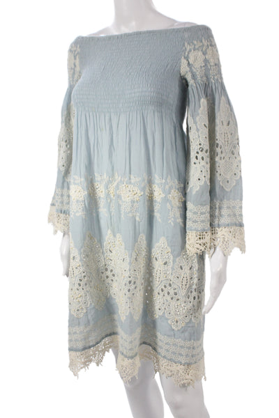 Antica Sartoria By Giacomo Cinque Women Blue Floral Shift Dress Size One Size