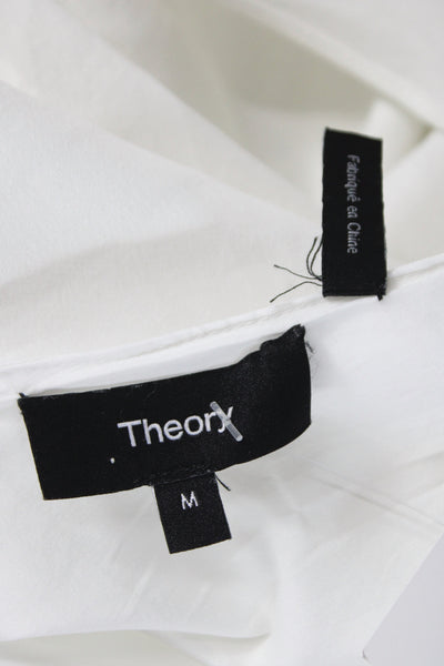 Theory Women Linen Sleeveless Square Neck Maxi Dress White Tie Waist Size M