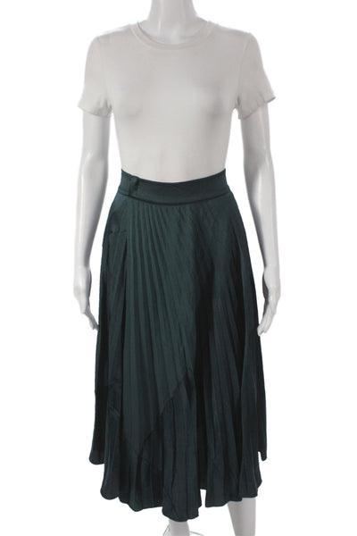 Vince Womens Pleated Green Knee-Length Polyester Skirt Size 6