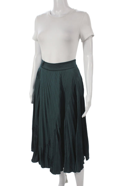 Vince Womens Pleated Green Knee-Length Polyester Skirt Size 6