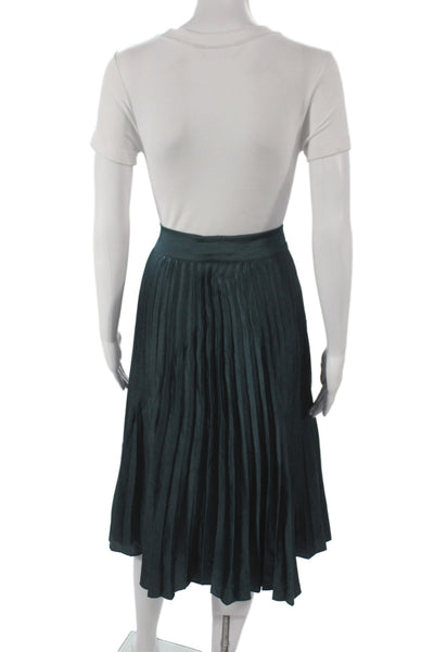 Vince Womens Pleated Green Knee-Length Polyester Skirt Size 6
