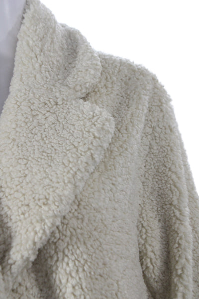 ATM Womens Basic Jacket Ivory Button Polyester Long Sleeve Casual Size M