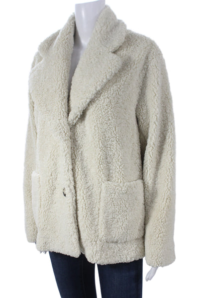 ATM Womens Basic Jacket Ivory Button Polyester Long Sleeve Casual Size M