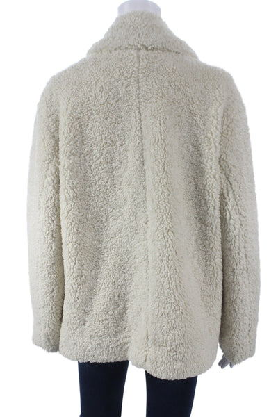 ATM Womens Basic Jacket Ivory Button Polyester Long Sleeve Casual Size M