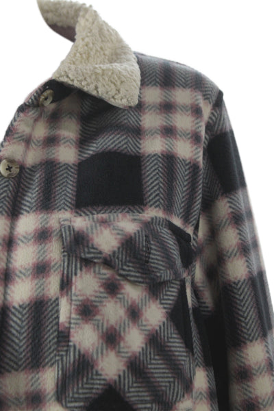 SoHo Women Basic Jacket Black Plaid Polyester Button Long Sleeve Size L