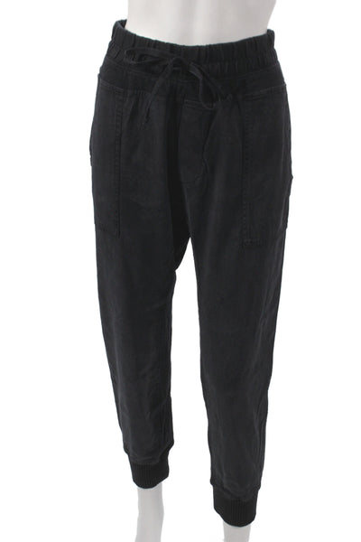 James Perse Womens Jogger Pants Black Cotton Drawstring Size 2