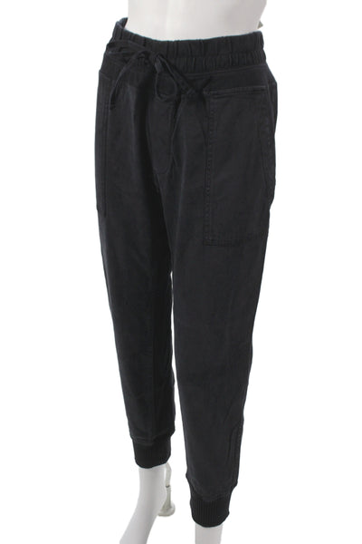 James Perse Womens Jogger Pants Black Cotton Drawstring Size 2