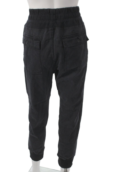 James Perse Womens Jogger Pants Black Cotton Drawstring Size 2