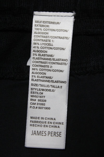 James Perse Womens Jogger Pants Black Cotton Drawstring Size 2
